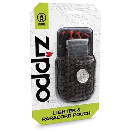 Zippo Pouch Set - Black 5mm Woven Nylon Paracord with Street Chrome Lighter | 40472
