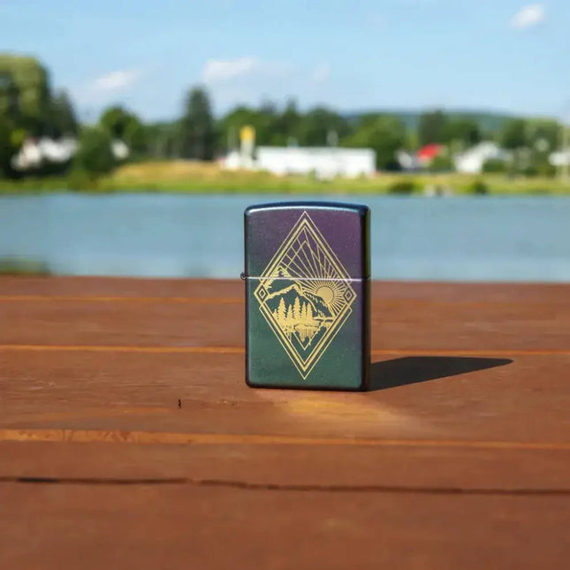 Zippo Windproof Lighter - Laser-Engraved Geometric Outdoor Design Iridescent | 48382