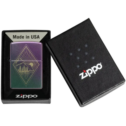Zippo Windproof Lighter - Laser-Engraved Geometric Outdoor Design Iridescent | 48382