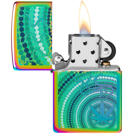 Zippo Windproof Pocket Lighter - Cannabis Design Multi Color Metal Finish | 48383