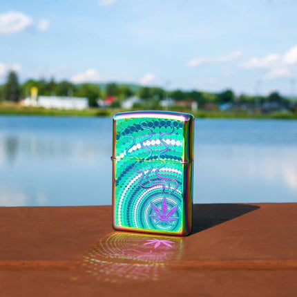 Zippo Windproof Pocket Lighter - Cannabis Design Multi Color Metal Finish | 48383