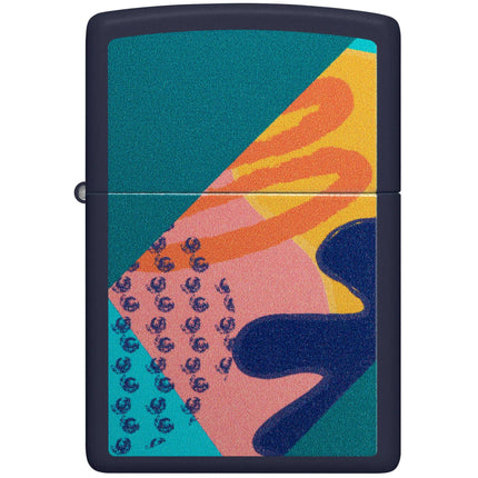 Zippo Windproof Lighter - Retro Color Image Pattern Design Navy Matte Finish | 48417