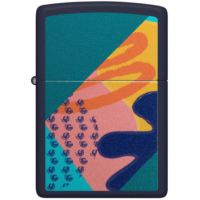 Zippo Windproof Lighter - Retro Color Image Pattern Design Navy Matte Finish | 48417