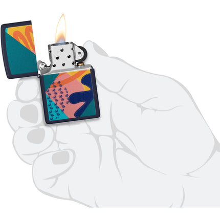 Zippo Windproof Lighter - Retro Color Image Pattern Design Navy Matte Finish | 48417