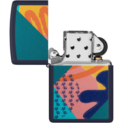 Zippo Windproof Lighter - Retro Color Image Pattern Design Navy Matte Finish | 48417