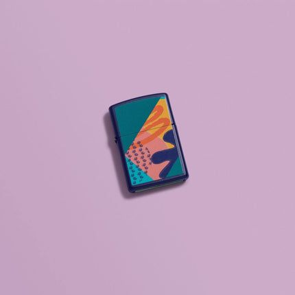 Zippo Windproof Lighter - Retro Color Image Pattern Design Navy Matte Finish | 48417