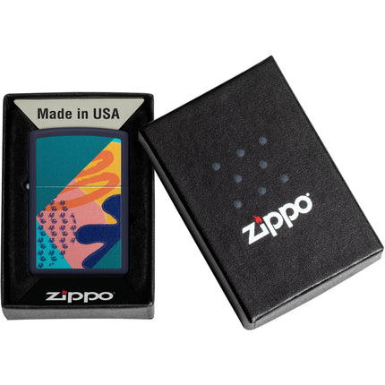 Zippo Windproof Lighter - Retro Color Image Pattern Design Navy Matte Finish | 48417
