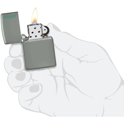 Zippo Windproof Lighter - Color Image Classic Sage Green Finish with Logo | 49843ZL
