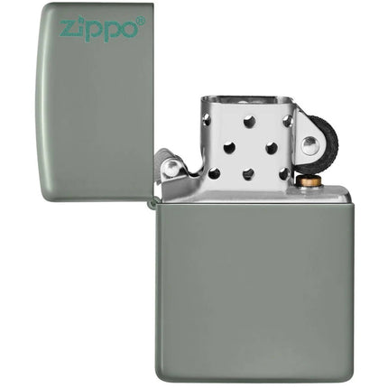 Zippo Windproof Lighter - Color Image Classic Sage Green Finish with Logo | 49843ZL