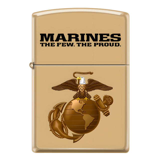 Zippo Lighter: Marines Design High Polish Brass | AD456