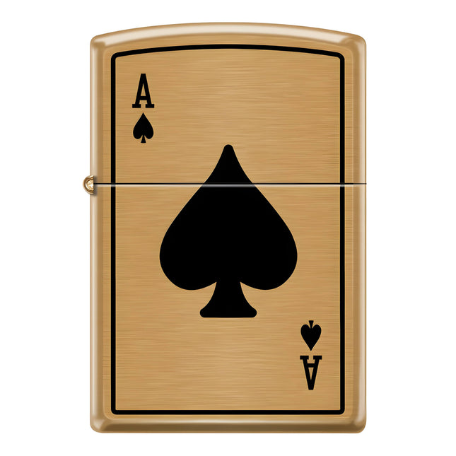 Zippo Lighter: Ace of Spade Card Design Brushed Brass | AD533