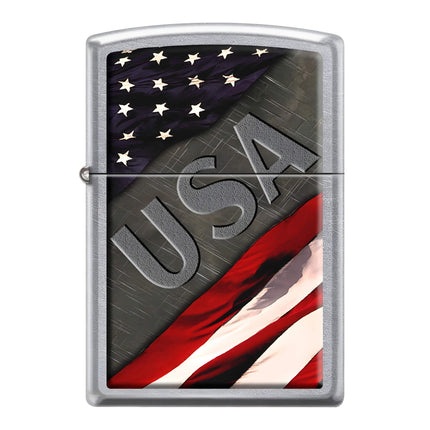 Zippo Lighter: USA Flag Design Street Chrome | AD508