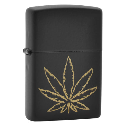 Zippo Lighter: Weed Leaf Design Black Matte | AD515