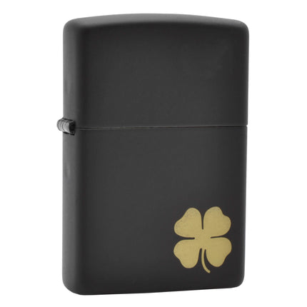 Zippo Lighter: 4-Leaf Clover Design Black | AD543