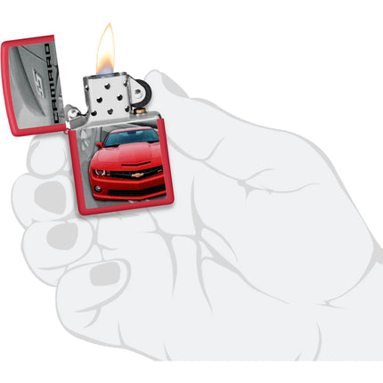 Zippo Lighter: Chevrolet Design Fiery Red Matte Finish | 46304