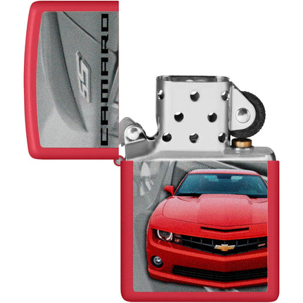 Zippo Lighter: Chevrolet Design Fiery Red Matte Finish | 46304