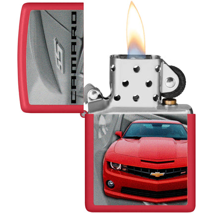 Zippo Lighter: Chevrolet Design Fiery Red Matte Finish | 46304