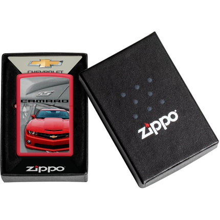 Zippo Lighter: Chevrolet Design Fiery Red Matte Finish | 46304