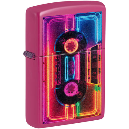 Zippo Lighter: Neon Cassette Design Hot Pink | 46693