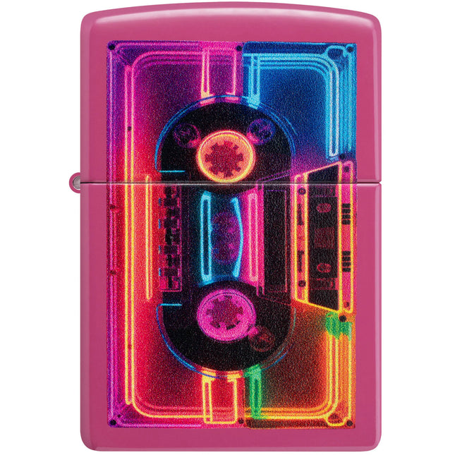 Zippo Lighter: Neon Cassette Design Hot Pink | 46693