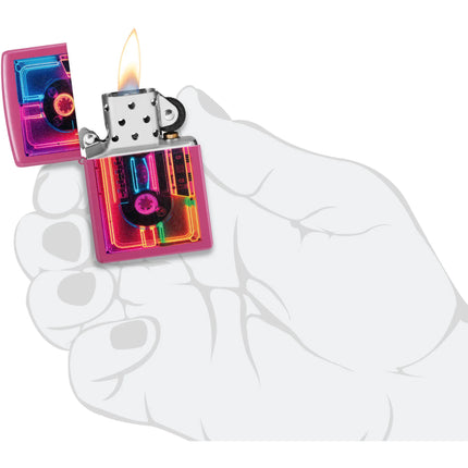 Zippo Lighter: Neon Cassette Design Hot Pink | 46693