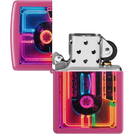 Zippo Lighter: Neon Cassette Design Hot Pink | 46693