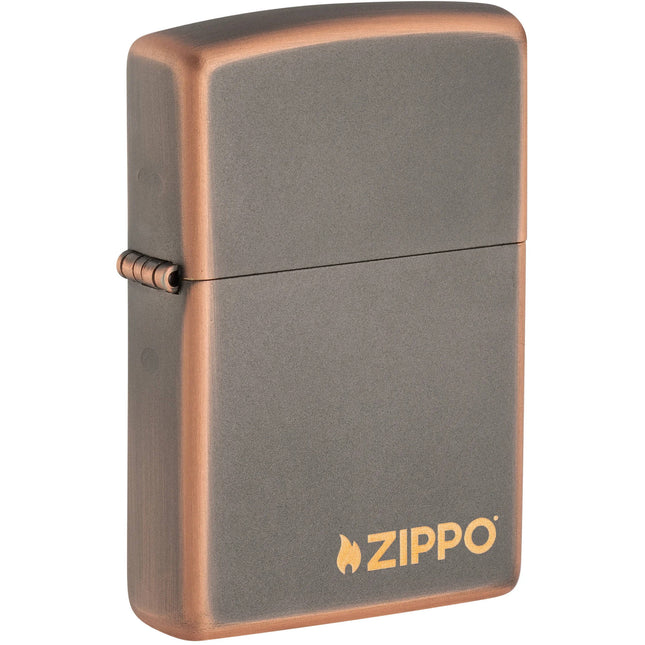 Zippo Lighter: Rustic Bronze with Zippo Logo | 49839ZL
