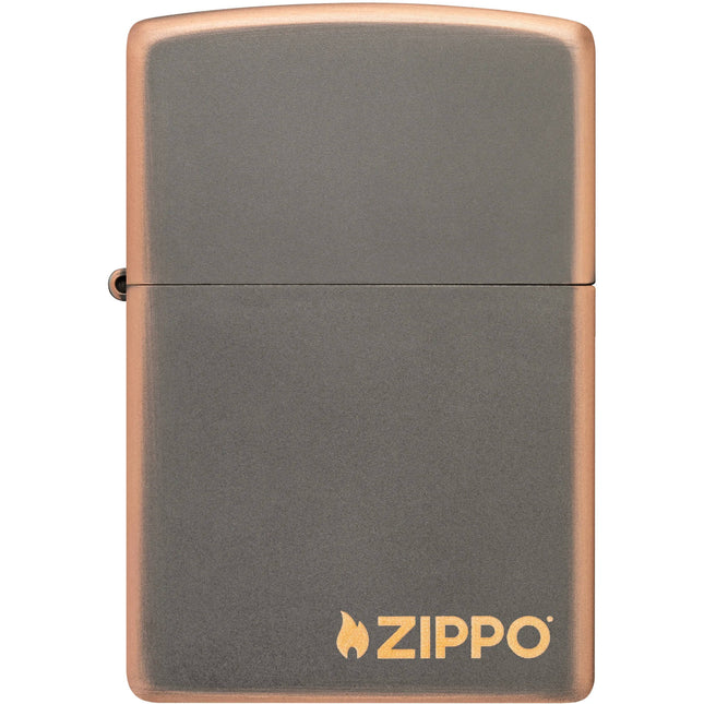 Zippo Lighter: Rustic Bronze with Zippo Logo | 49839ZL