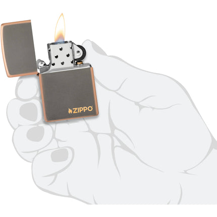 Zippo Lighter: Rustic Bronze with Zippo Logo | 49839ZL