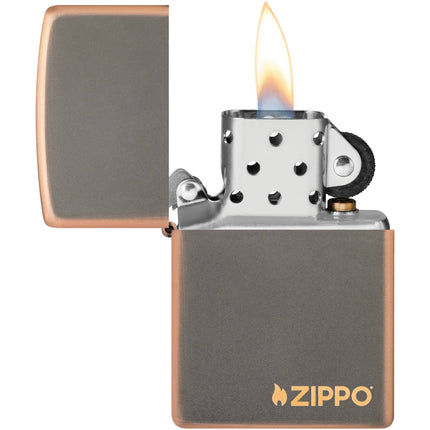 Zippo Lighter: Rustic Bronze with Zippo Logo | 49839ZL