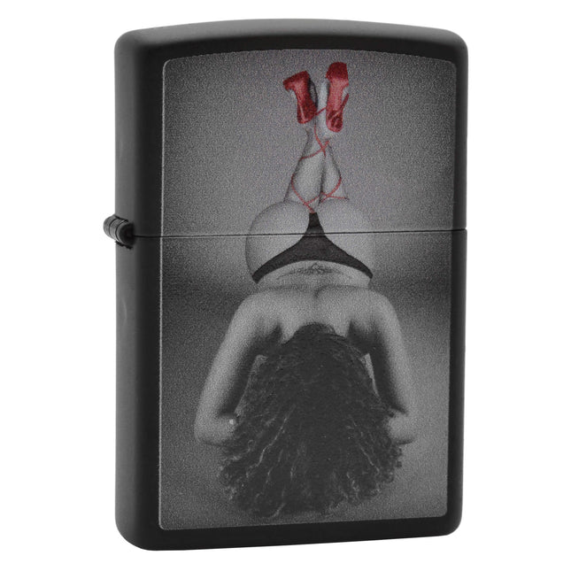Zippo Lighter: Striptease Red Shoe Design Black Matte | AD434