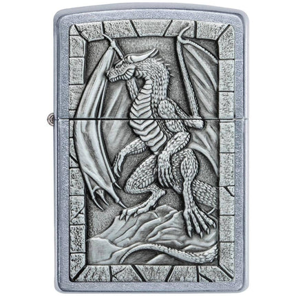 Zippo Lighter: Dragon Emblem Design Street Chrome Finish | 49296