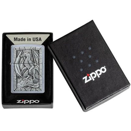 Zippo Lighter: Dragon Emblem Design Street Chrome Finish | 49296