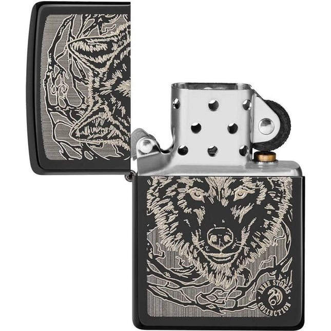 Zippo Lighter: Anne Stokes Engraved Wolf Design | 49443