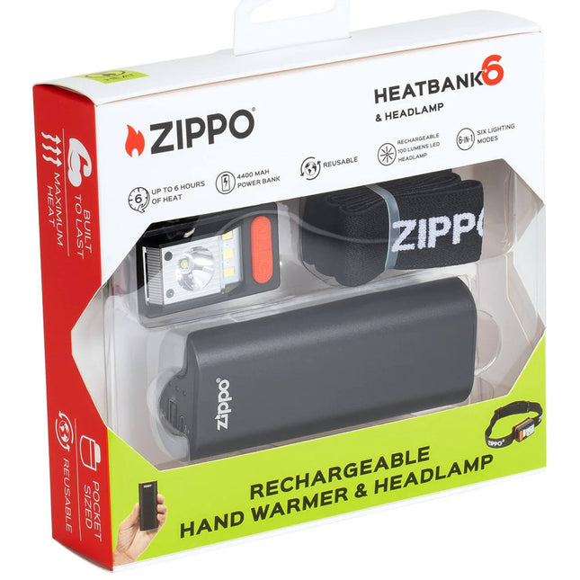 Zippo Heatbank6 - Black & Recharge Headlamp Gift set | 40679