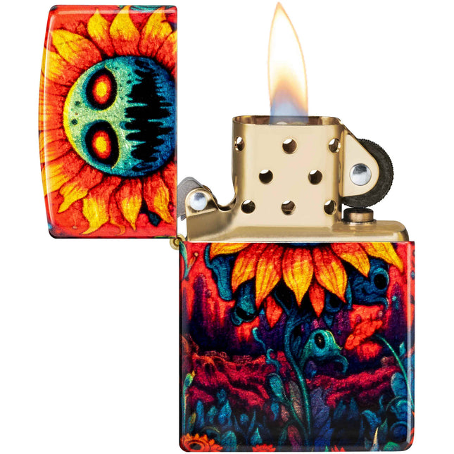 Zippo Lighter: Spooky Sunflower Design Multi Color Finish | 46267
