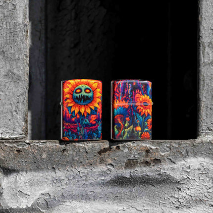 Zippo Lighter: Spooky Sunflower Design Multi Color Finish | 46267