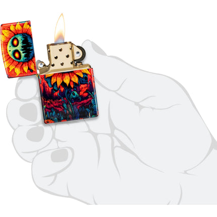 Zippo Lighter: Spooky Sunflower Design Multi Color Finish | 46267