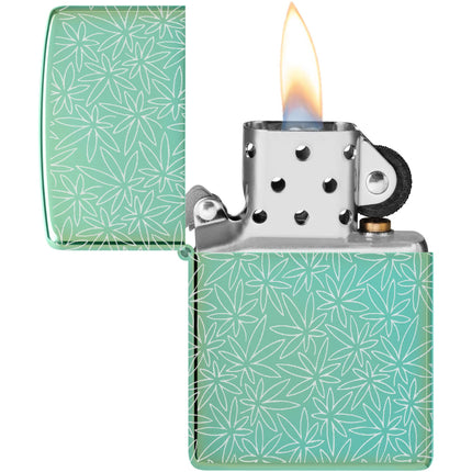Zippo Lighter: Atomic Cannabis Design Greenlic Finish | 46294