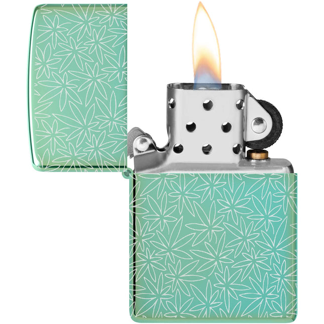 Zippo Lighter: Atomic Cannabis Design Greenlic Finish | 46294