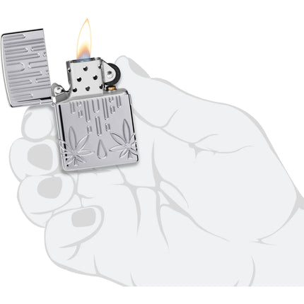 Zippo Lighter: Waxy Cannabis Leaf | 46303