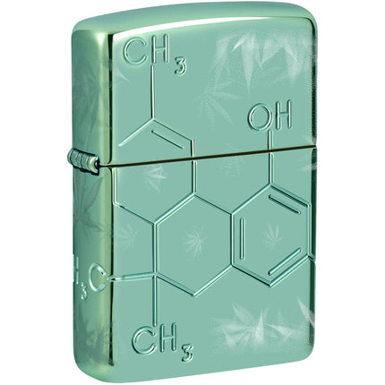 Zippo Lighter: Cannabis Compound Design Green Finish | 46313