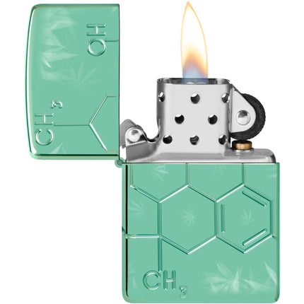 Zippo Lighter: Cannabis Compound Design Green Finish | 46313