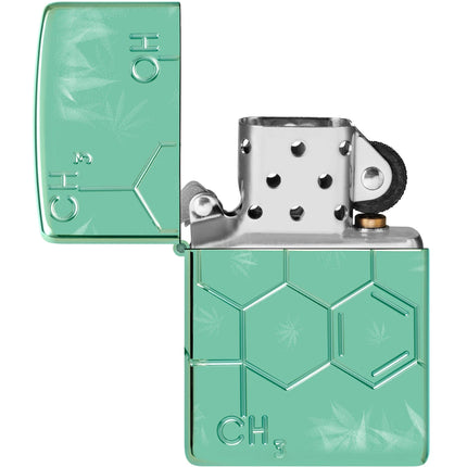 Zippo Lighter: Cannabis Compound Design Green Finish | 46313