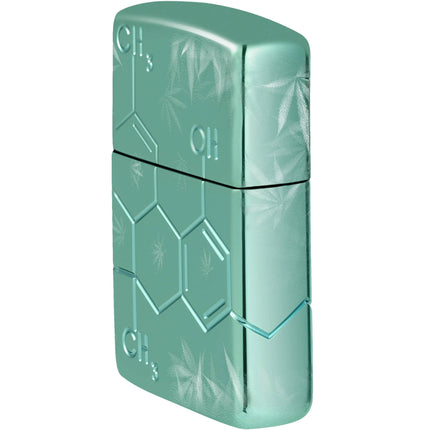 Zippo Lighter: Cannabis Compound Design Green Finish | 46313