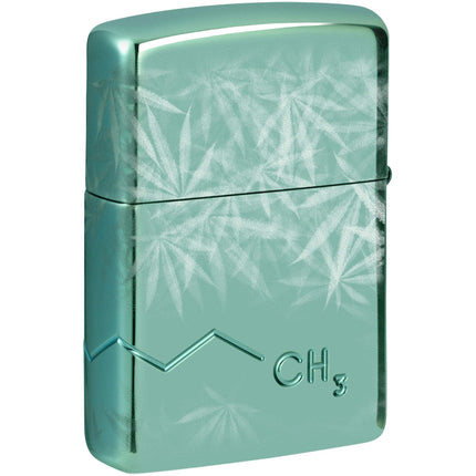 Zippo Lighter: Cannabis Compound Design Green Finish | 46313