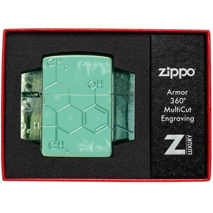 Zippo Lighter: Cannabis Compound Design Green Finish | 46313