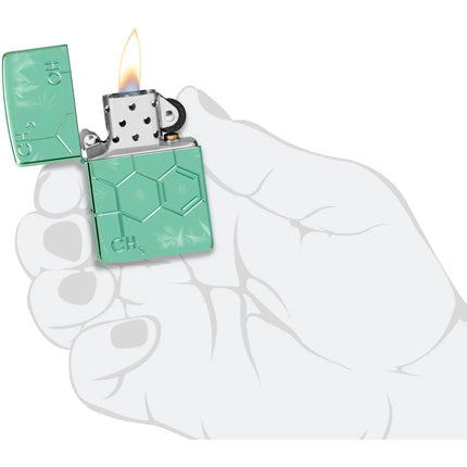 Zippo Lighter: Cannabis Compound Design Green Finish | 46313