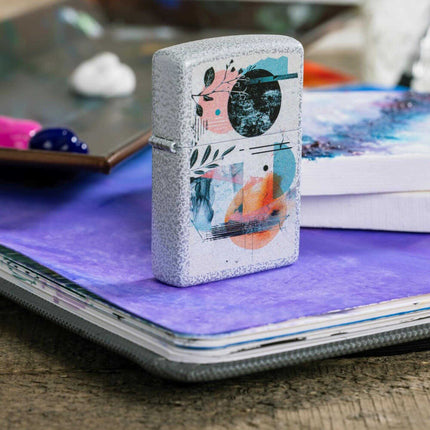Zippo Lighter: Abstract Collage Design Glacier Finish | 46582