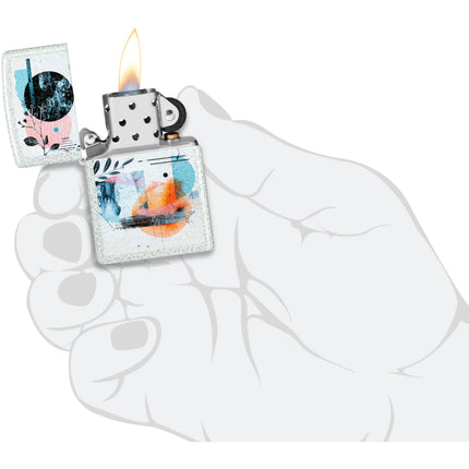 Zippo Lighter: Abstract Collage Design Glacier Finish | 46582